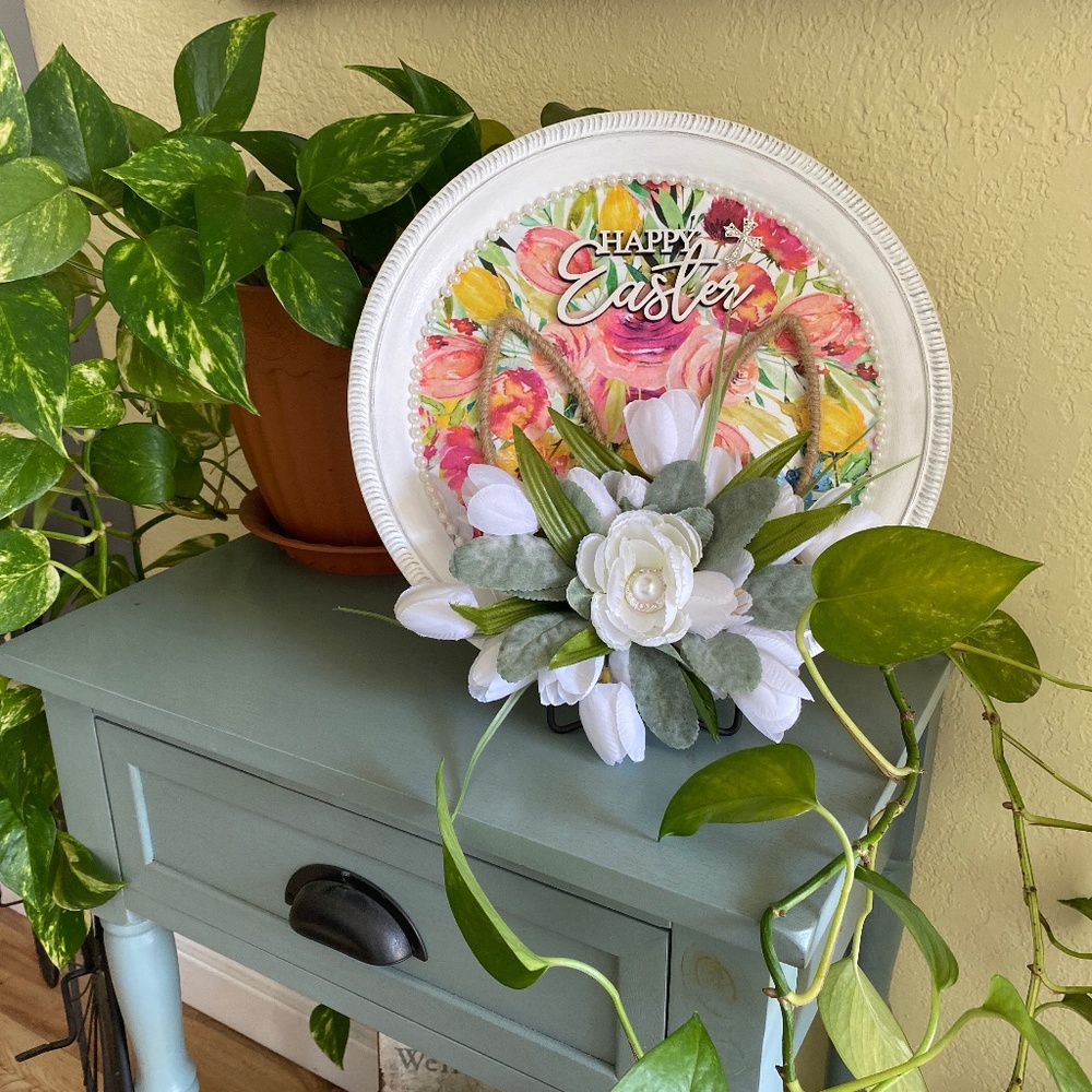 Floral Easter Tray with Bunny Ears